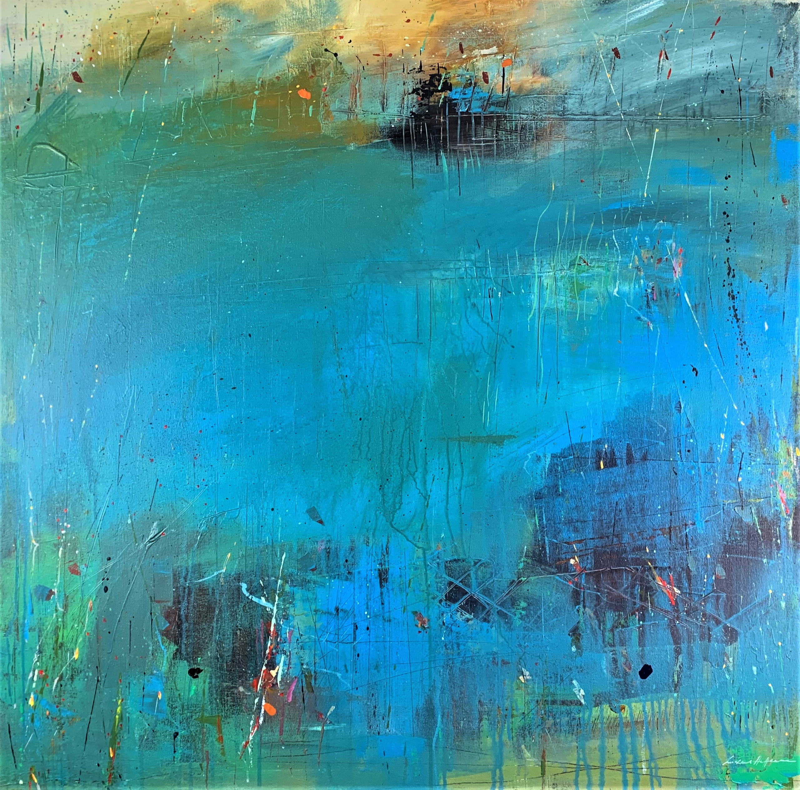 "Subterranean Pond II", 40"x40", acrylic on canvas.