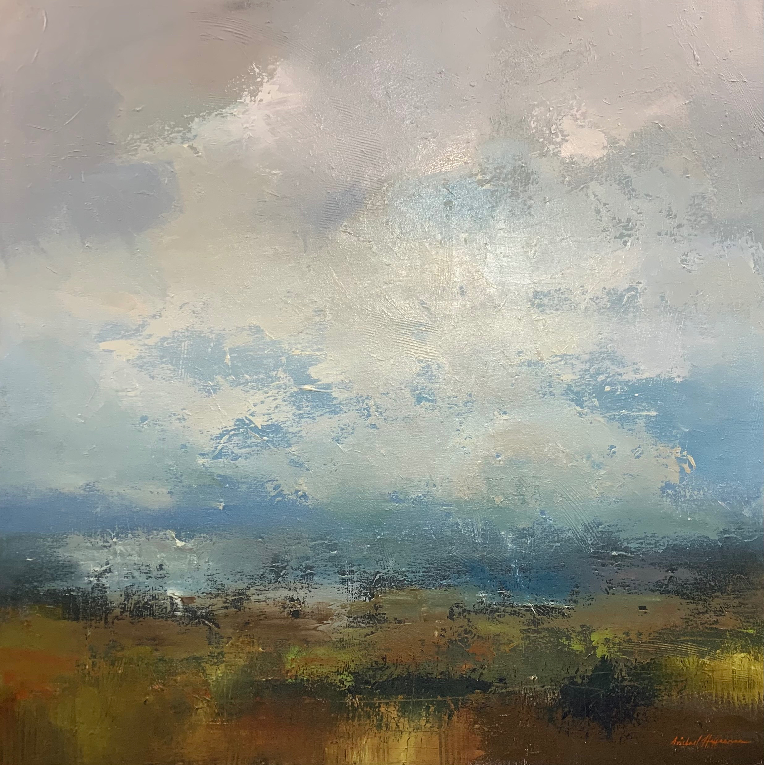 40"x40", oil and cold wax on canvas.