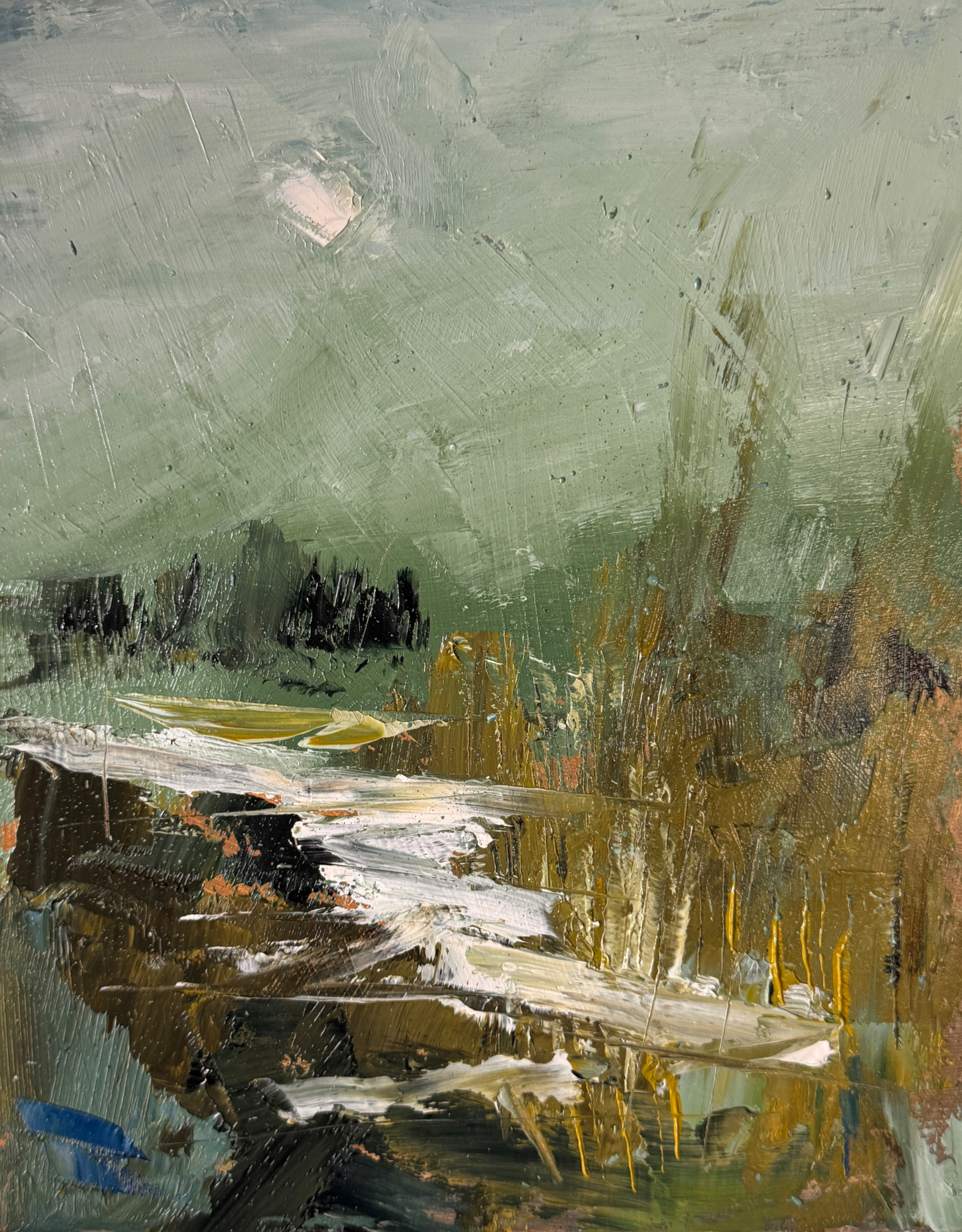 The Unfolding Riverbend Vi. 8" x 10", oil on wood panel.