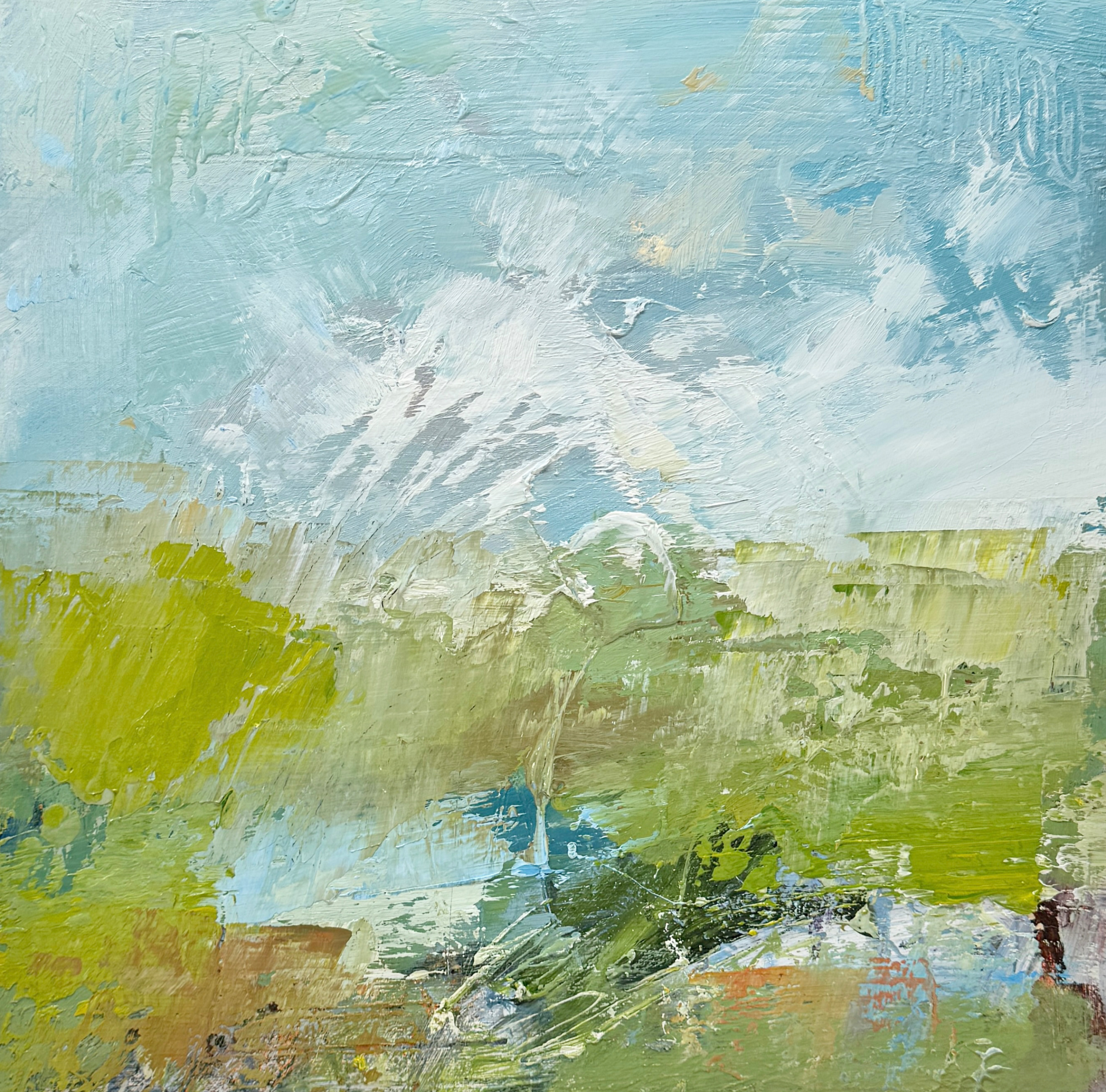 "Sky and Water, Sky and Earth As One" II, oil 12" x 12", on cradled wood panel.