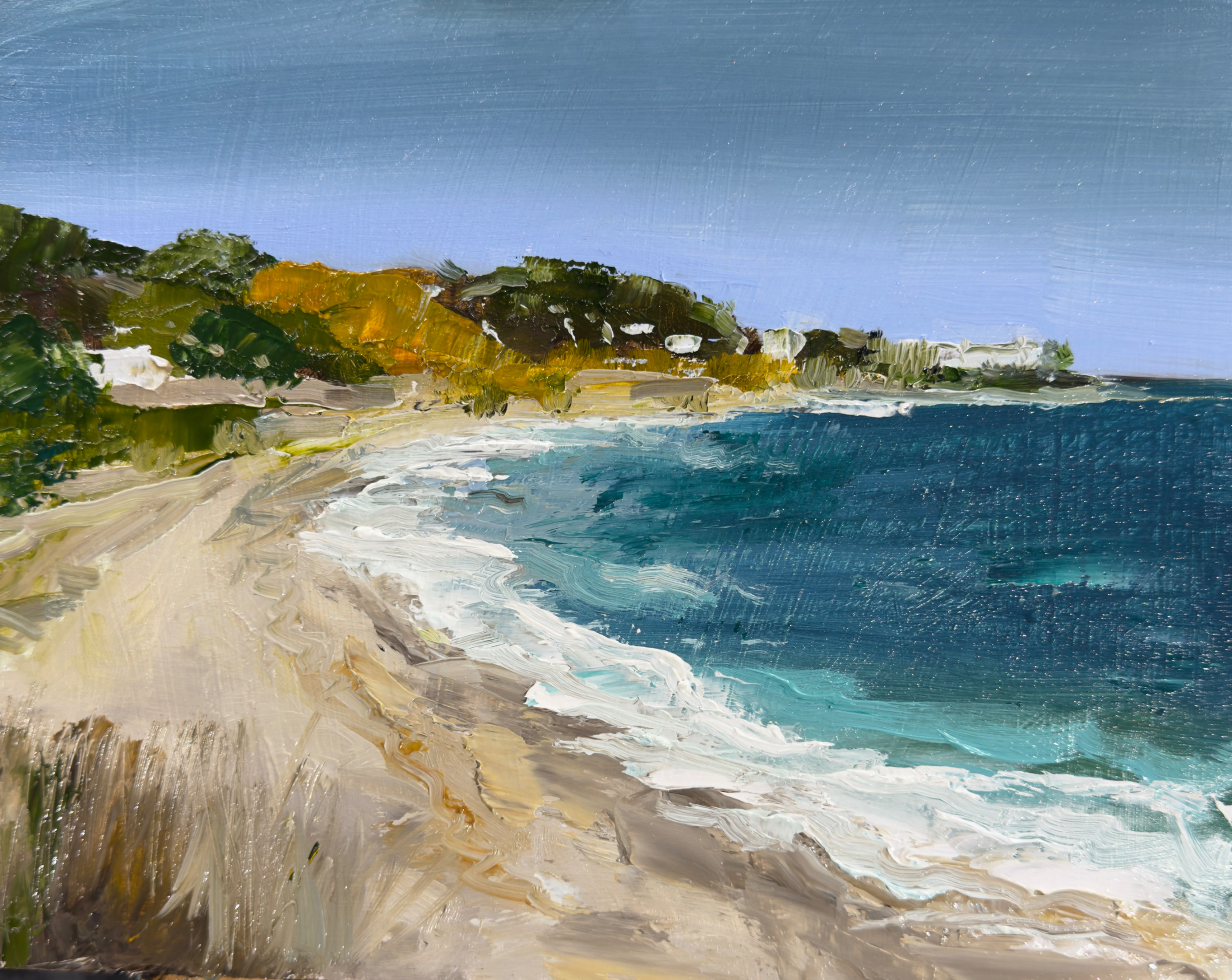 Killiney Beach, looking north. Dublin Bay. 8" x 10", oil on wood panel. Available.