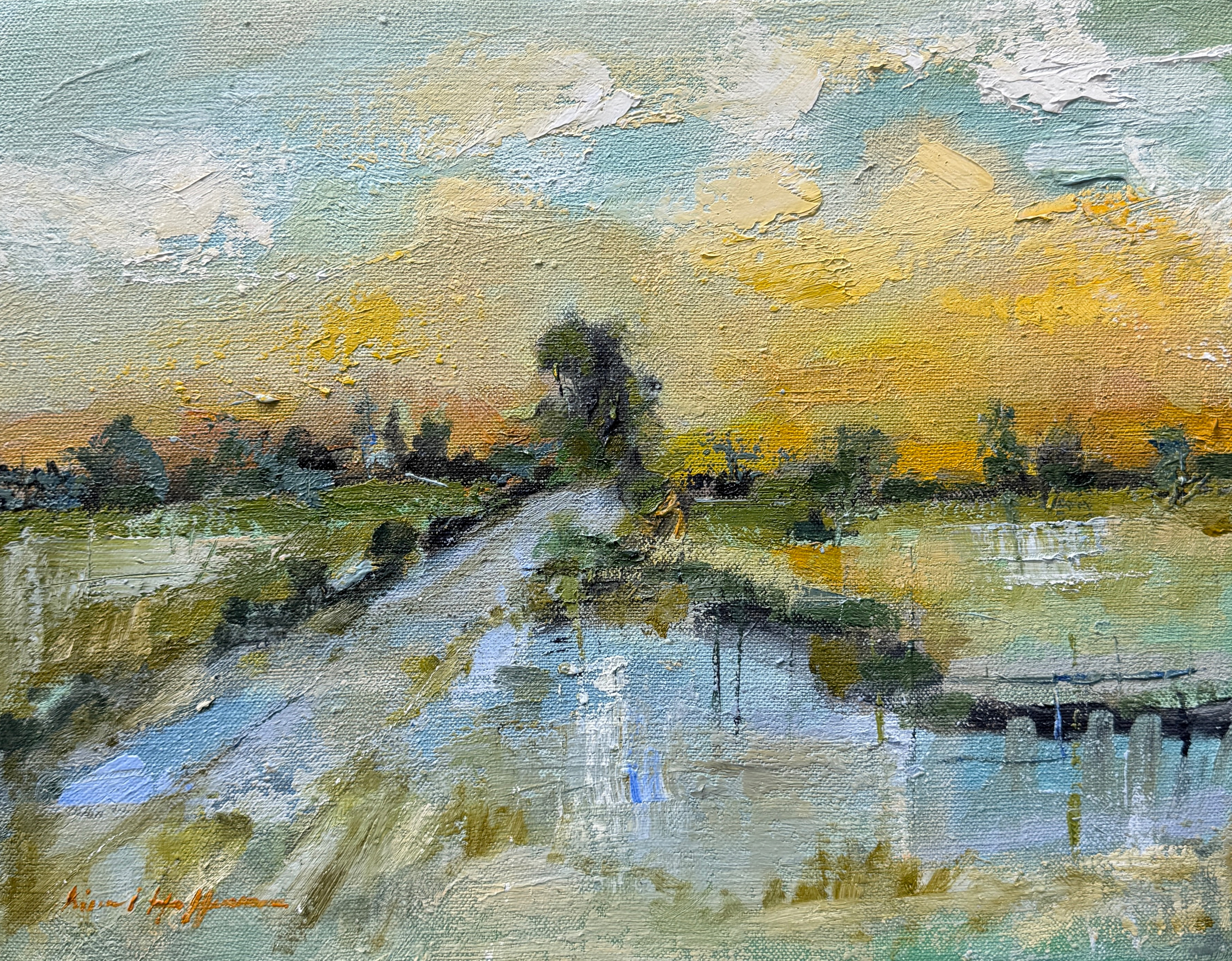 Frozen Sunrise. 11"x14", oil on Belgium linen.