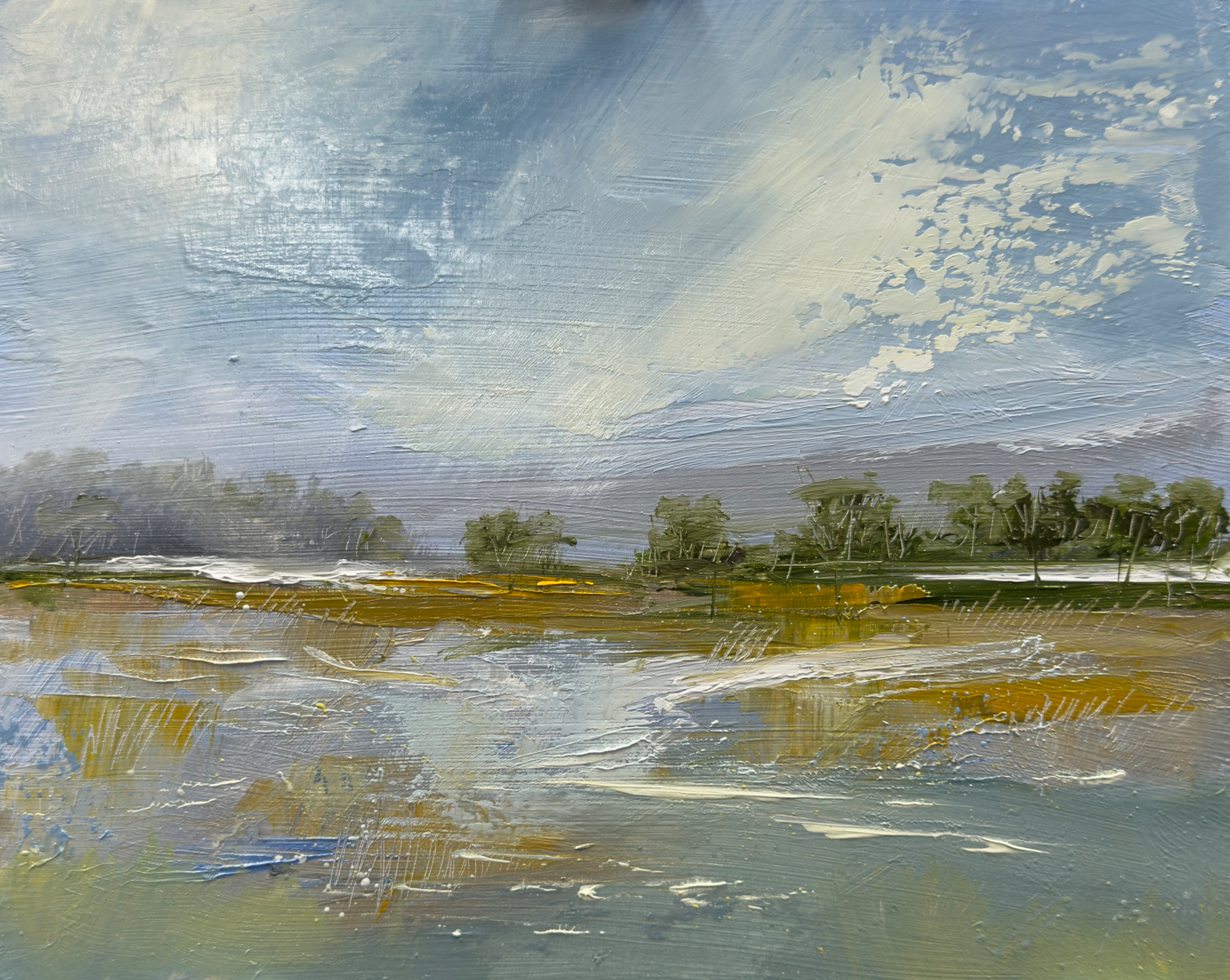 Wind gusts, Jackyll Island, Georgia. 8" x10", oil on wood panel.