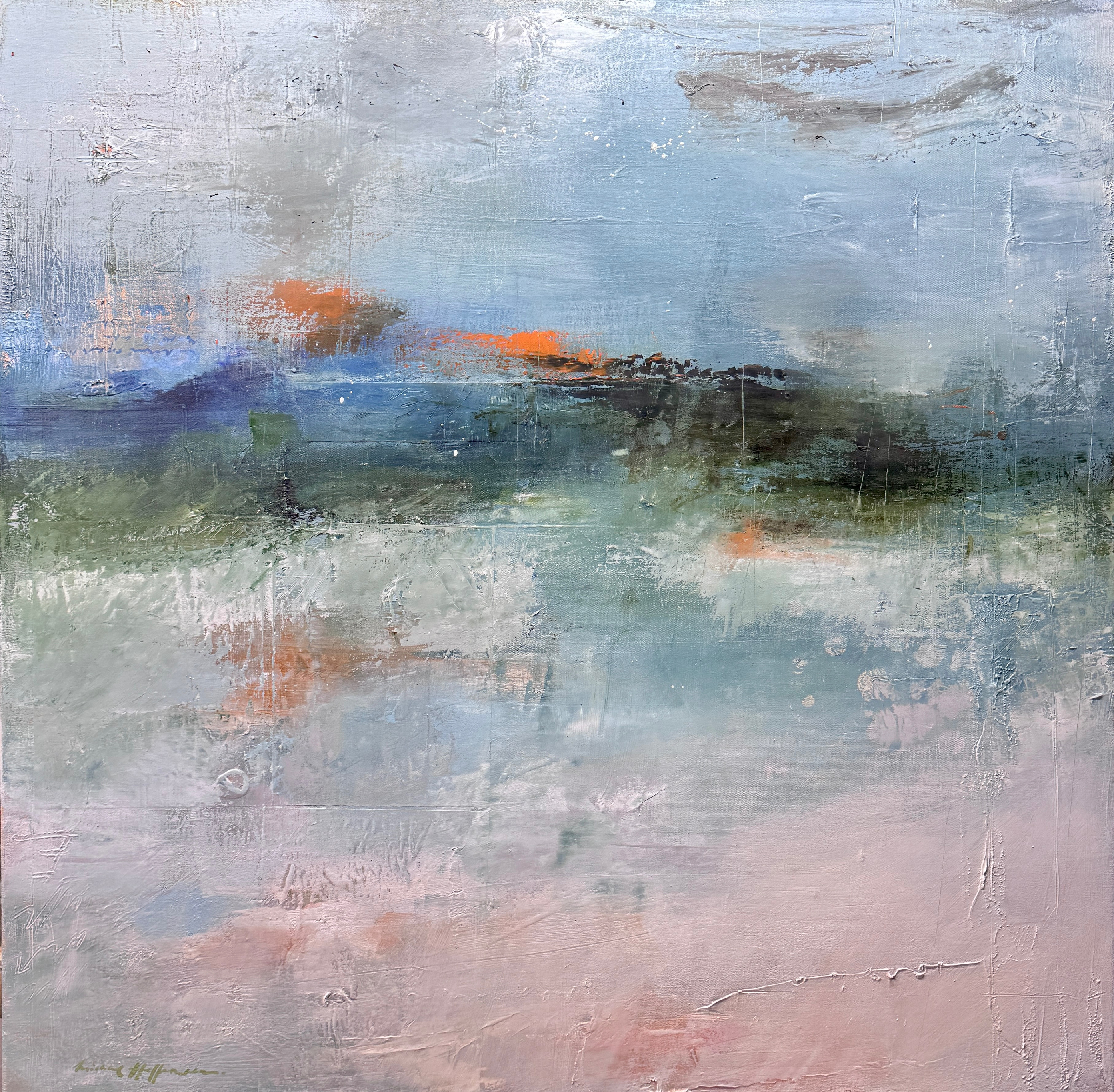 Sky and Water, Sky and Earth as One II, 404x40 oil and cold wax on canvas.