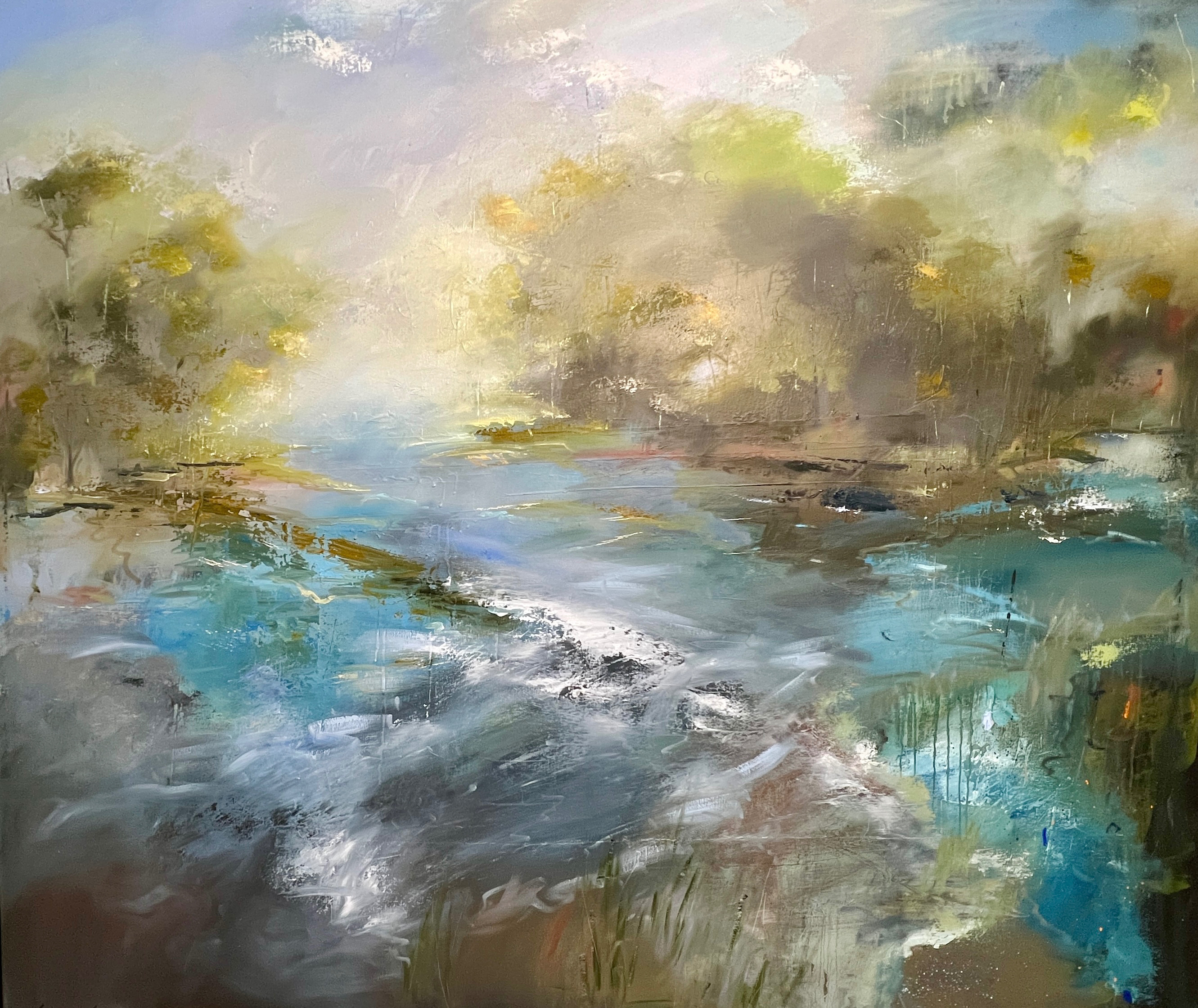 "wayfinding" 65" x 84", oil on canvas. This anchor painting is part of an ongoing body of work that explores the language of the Chattahoochee River and its microclimates as a metaphor in painting and poetry.