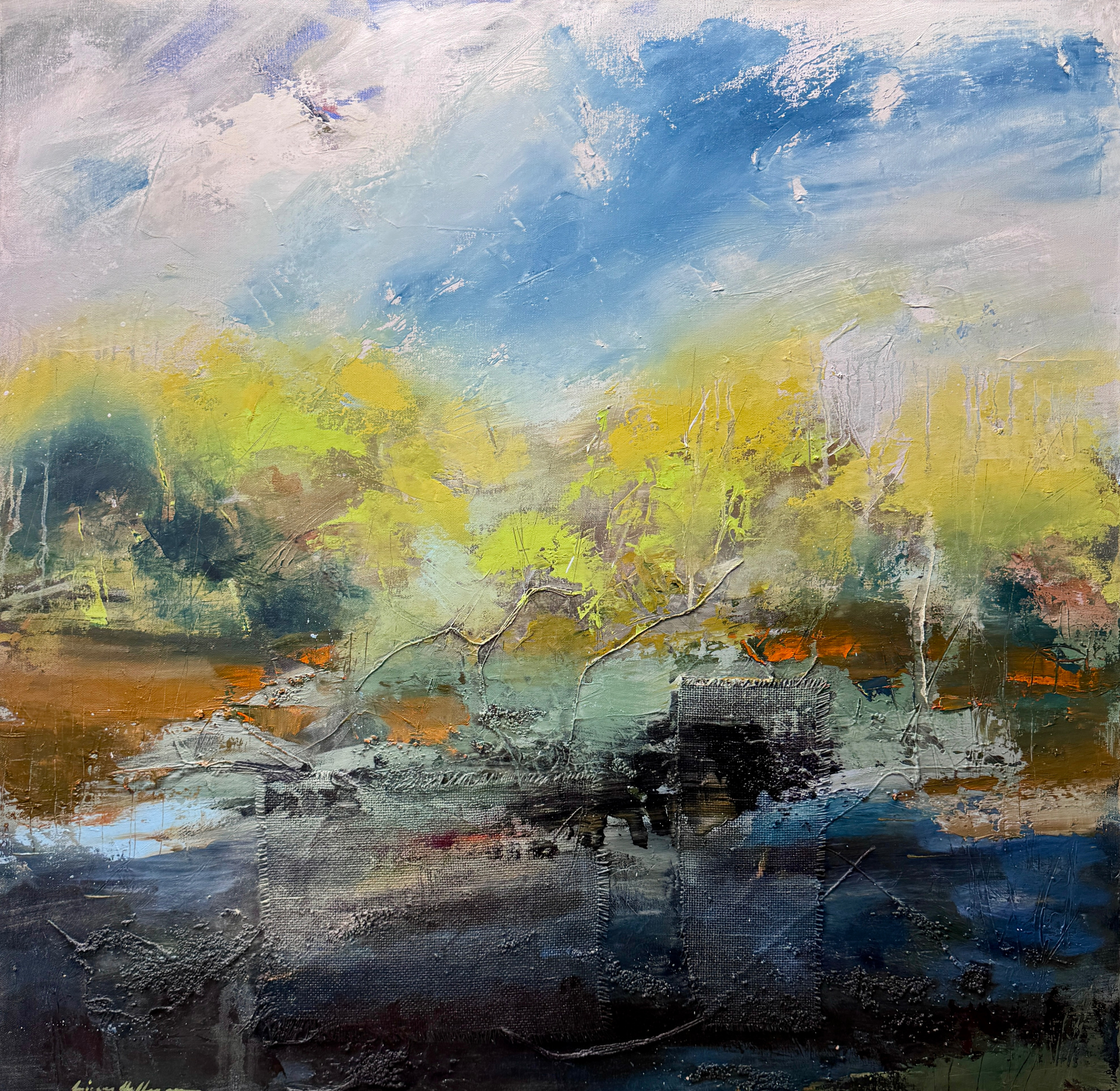 Terra Firma IV, 36" x 36", oil and mixed media on canvas.