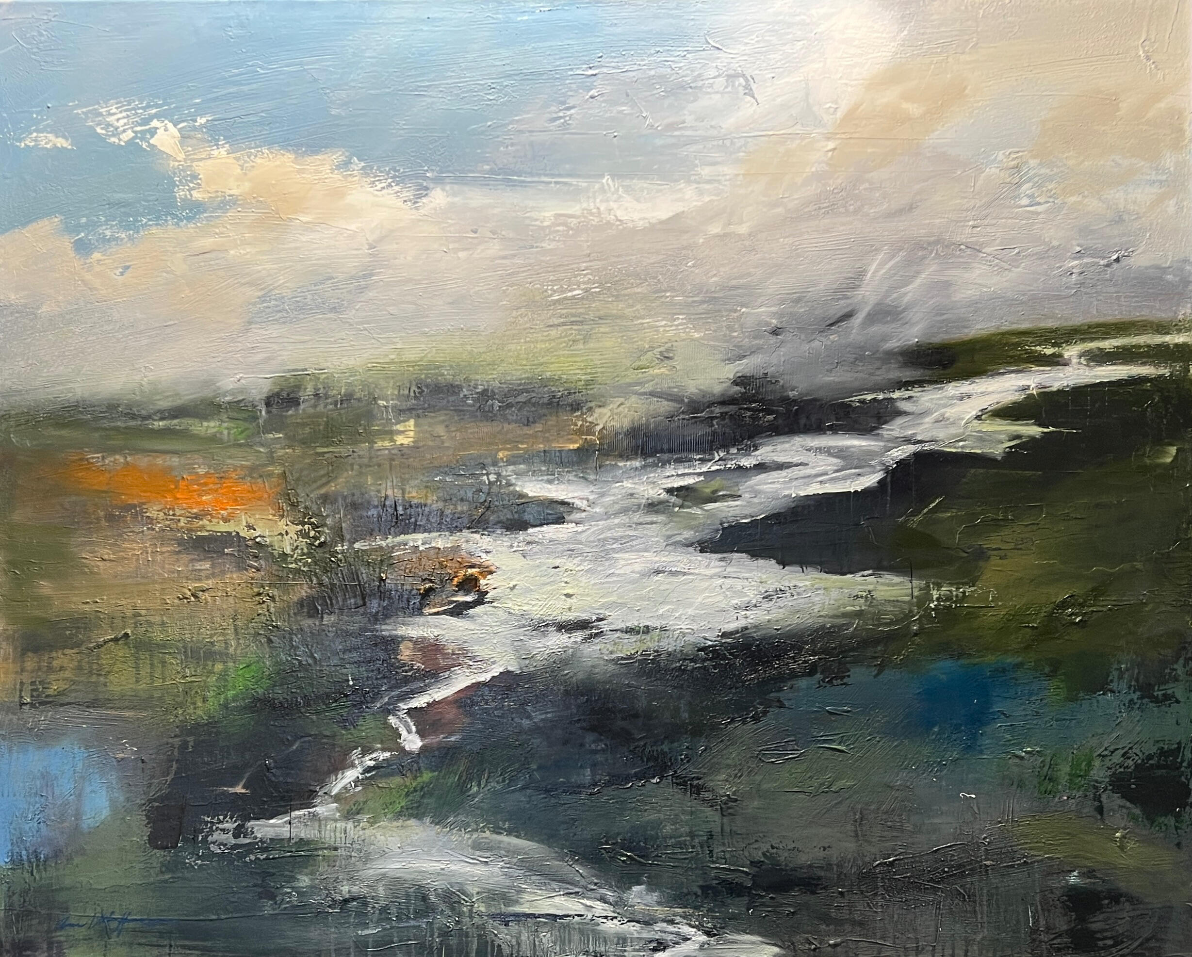 The Unfolding Riverbend I, 48" x60" oil on canvas.